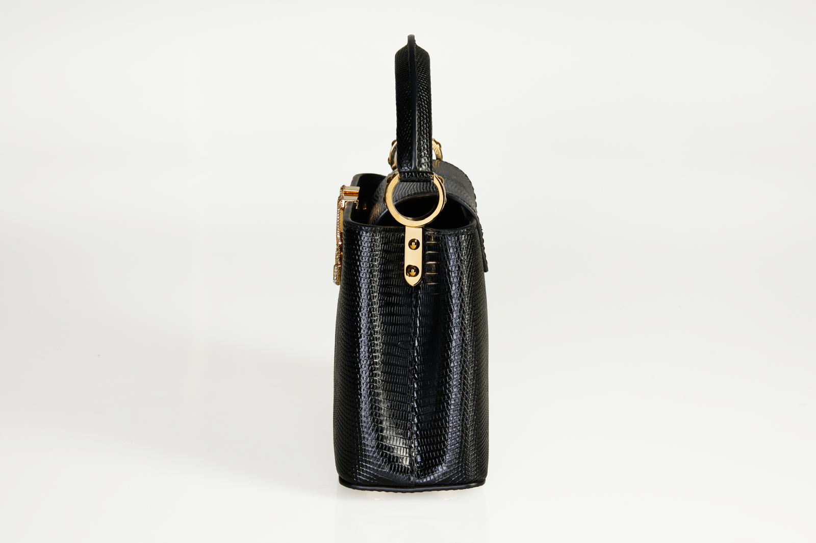 Louis Vuitton Capucines Mini – Schwarz Lizard, Gold Hardware