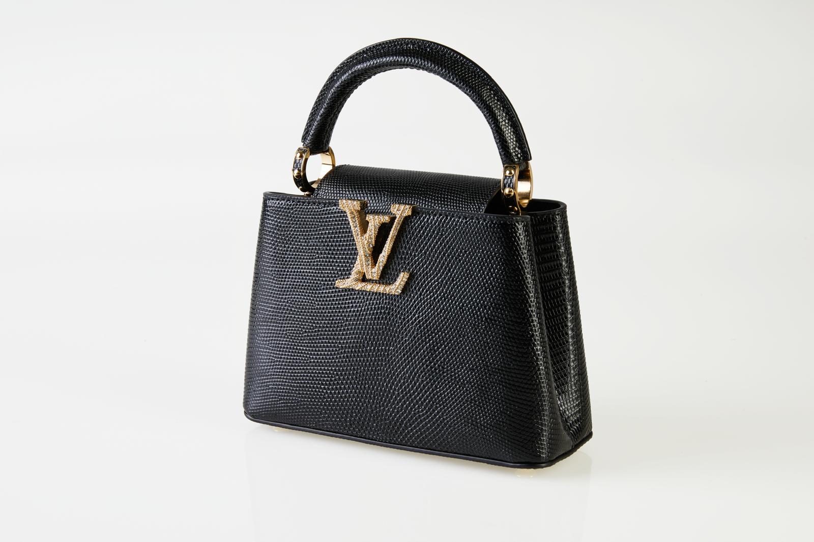 Louis Vuitton Capucines Mini – Schwarz Lizard, Gold Hardware