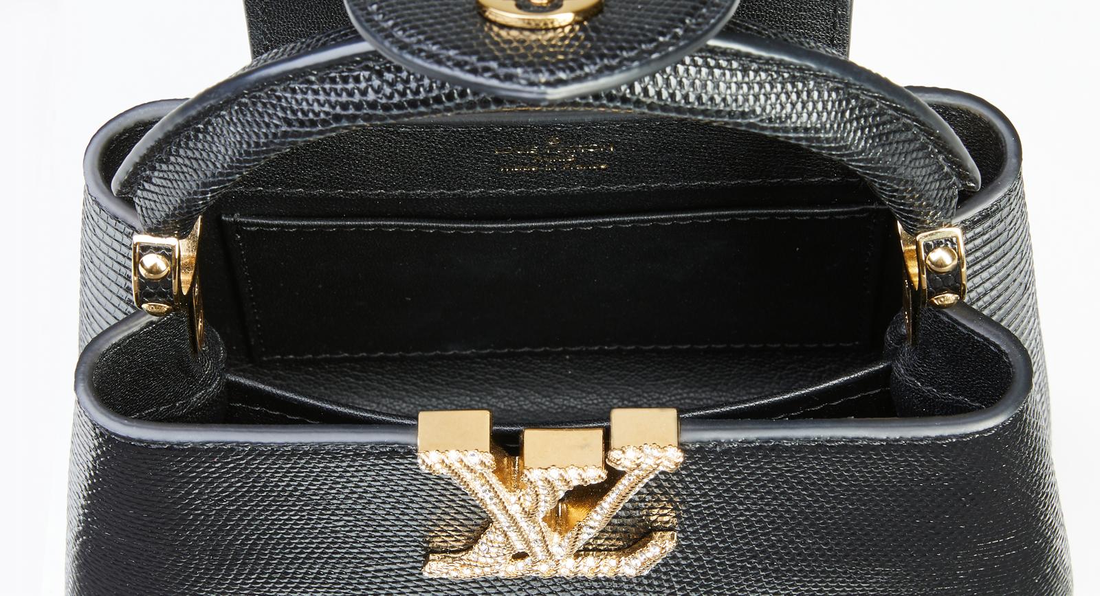 Louis Vuitton Capucines Mini – Schwarz Lizard, Gold Hardware